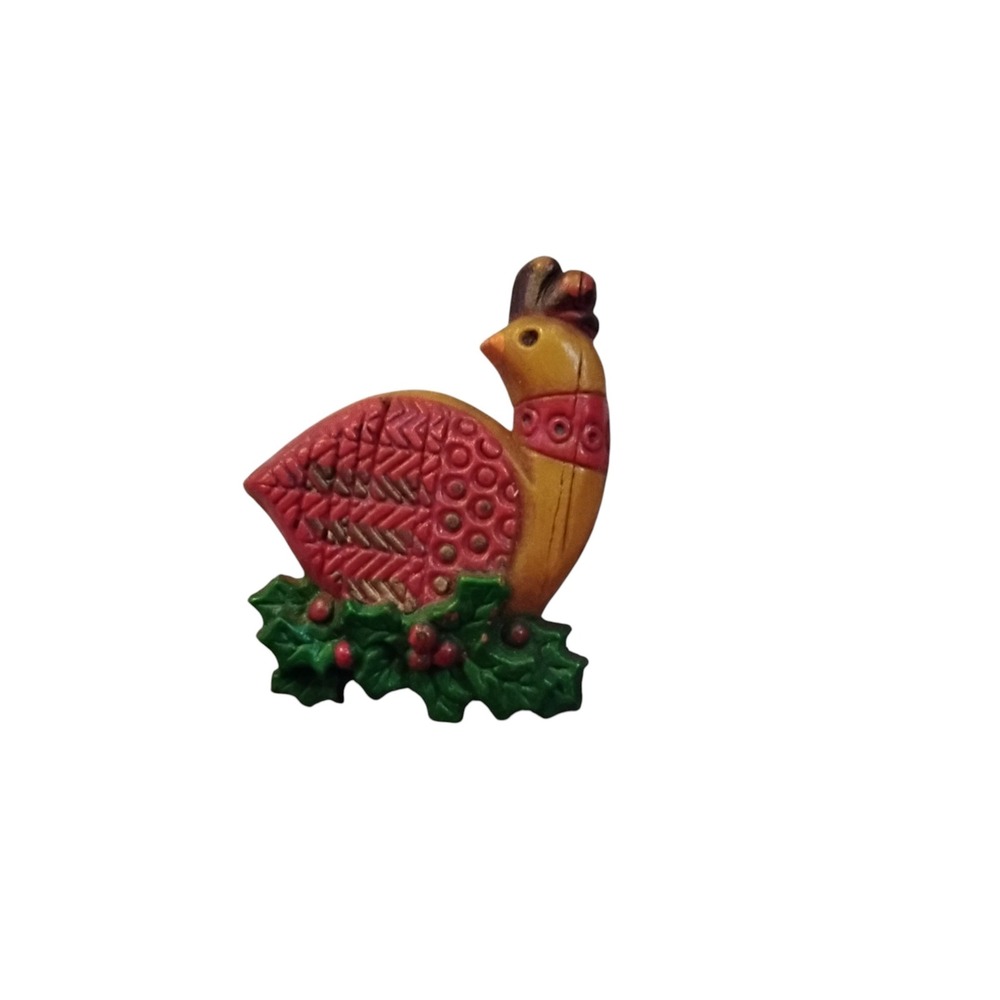Vintage Hallmark Christmas Partridge in a Pear Tree Lapel Pin Brooch 1970s